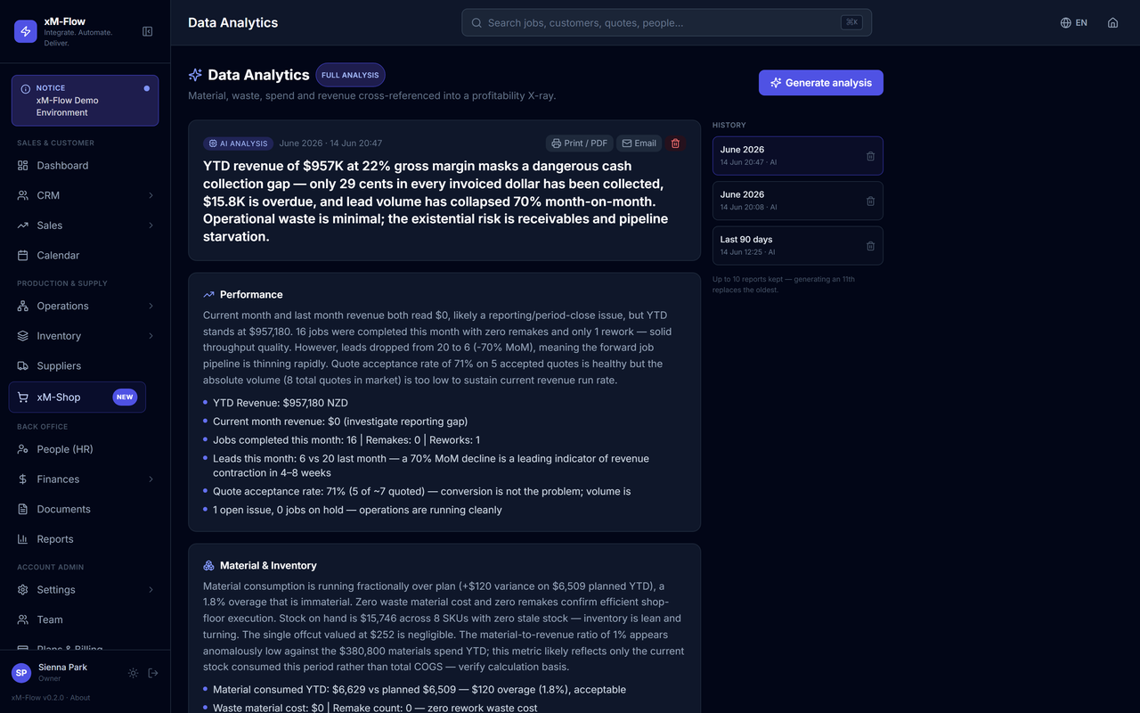 xM-Flow data analytics intelligence